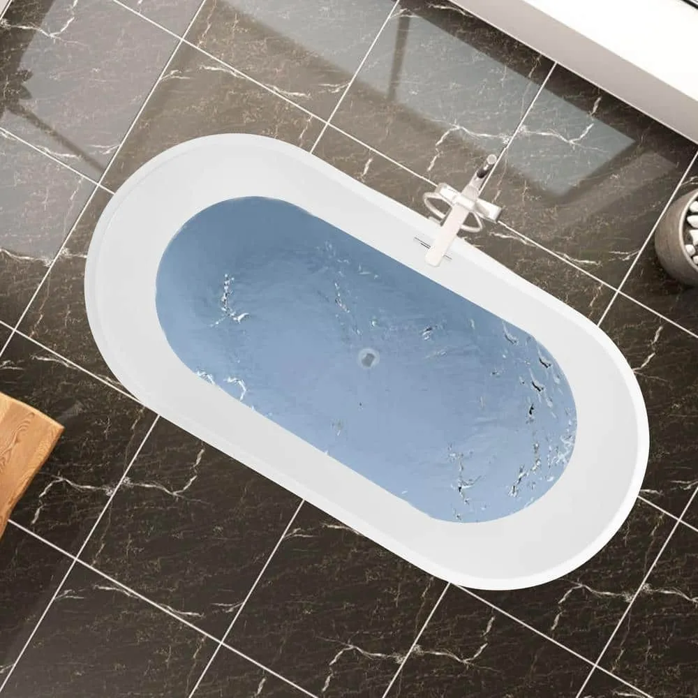 Vanity Art Domme 59 in. x 29.5 in. Soaking Bathtub with Center Drain in White/Polished Chrome, photo 2 of 10
