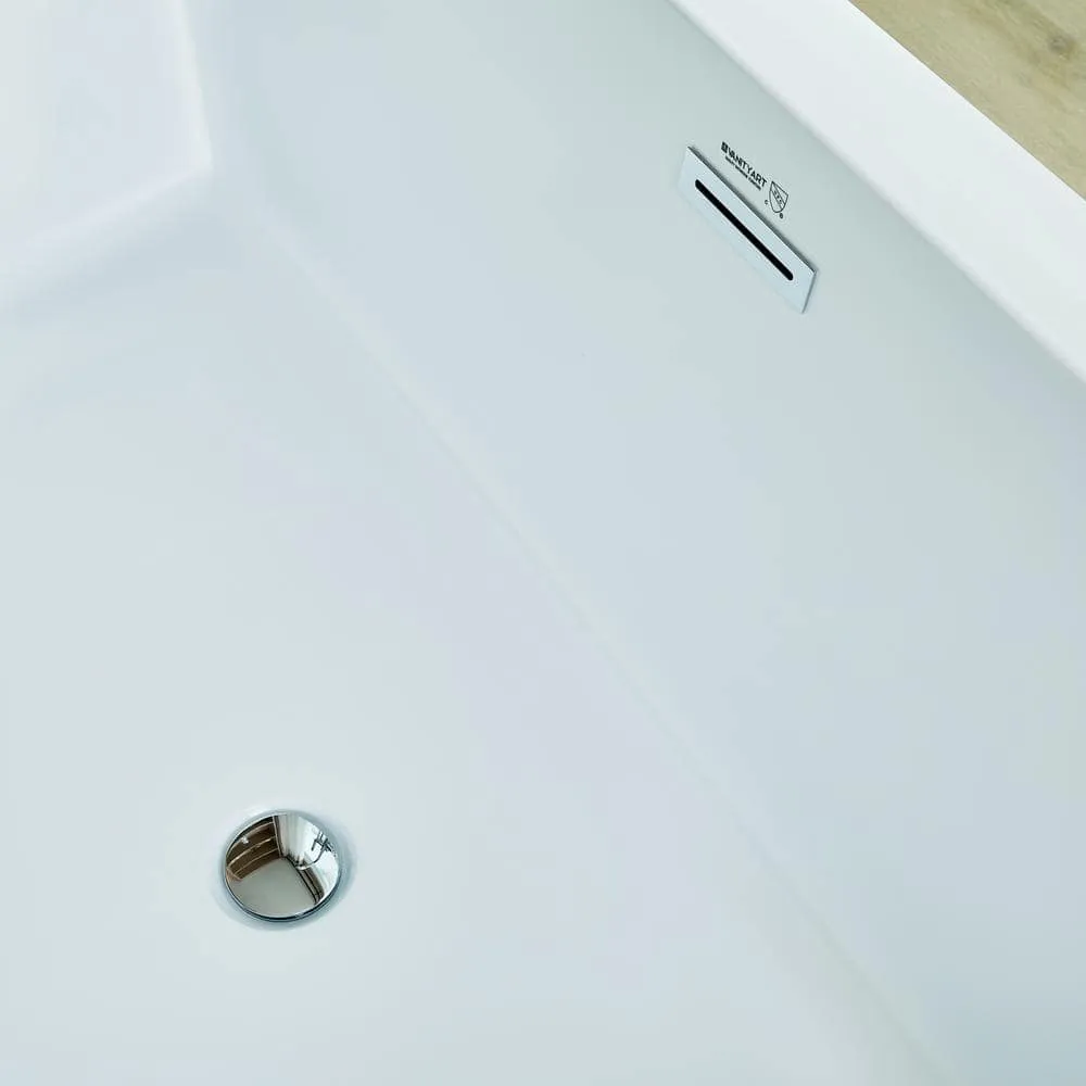Vanity Art Strasbourg 59 in. Acrylic Flatbottom Freestanding Bathtub in White, photo 5 of 10