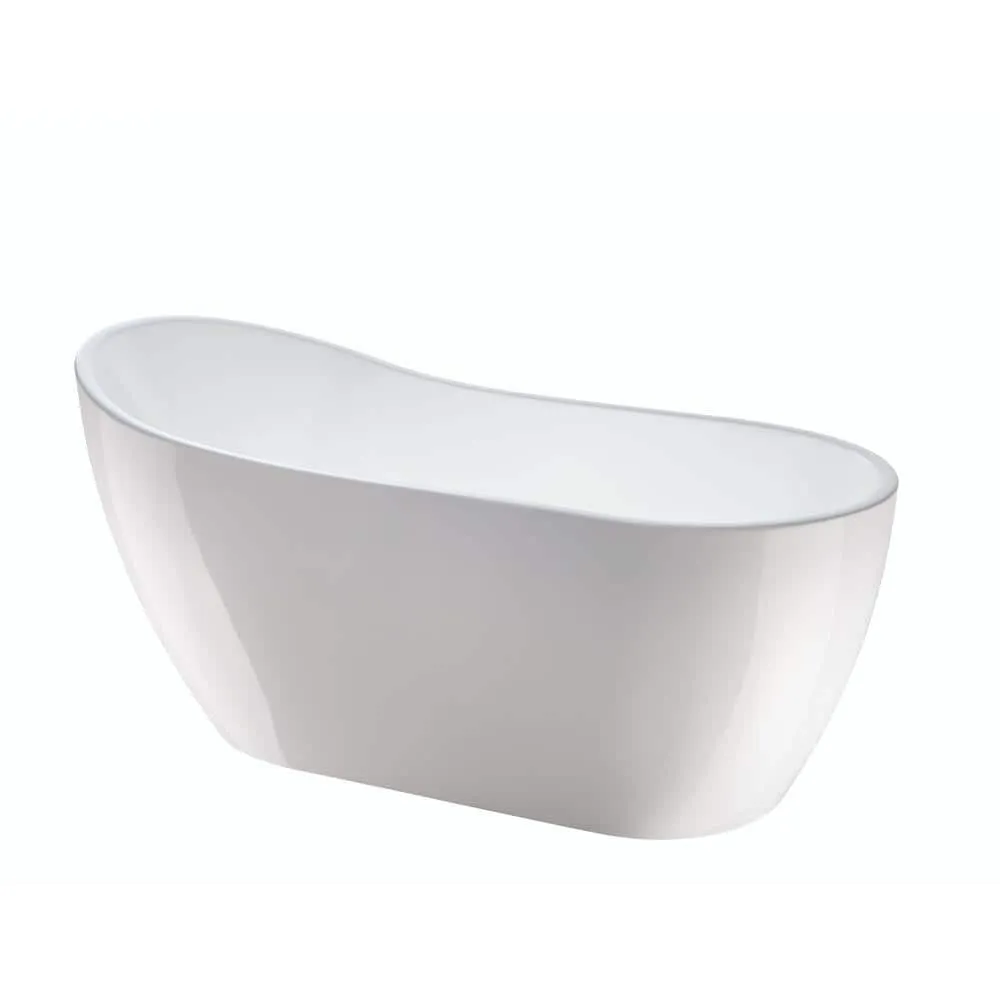 Vanity Art Clermont 59 in. Acrylic Freestanding Flatbottom Bathtub in White, photo 3 of 11