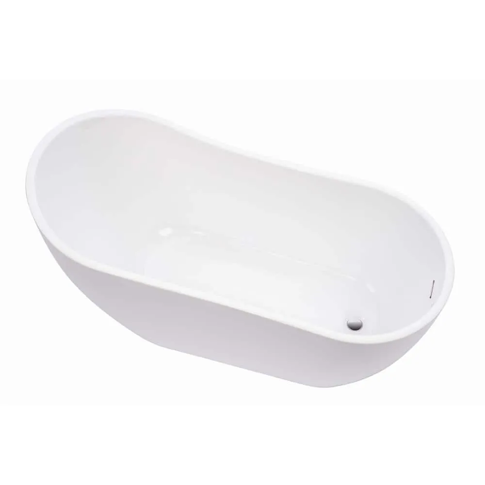 Vanity Art Clermont 59 in. Acrylic Freestanding Flatbottom Bathtub in White, photo 10 of 11