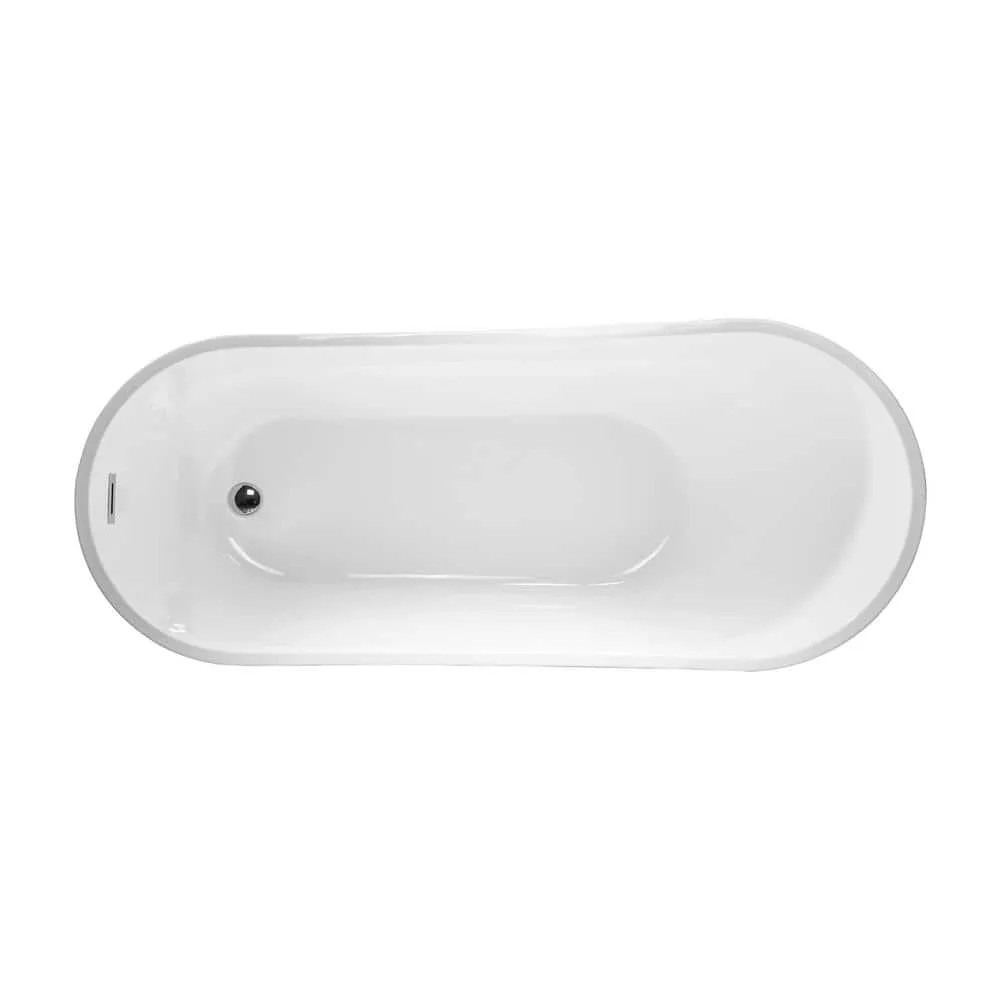 Vanity Art Clermont 59 in. Acrylic Freestanding Flatbottom Bathtub in White, photo 4 of 11