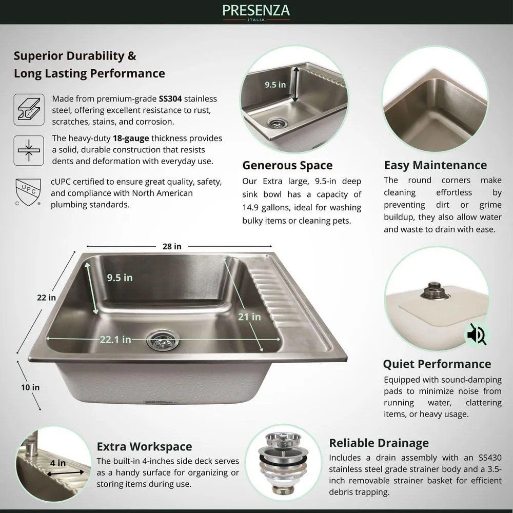Presenza All-in-One Stainless Steel Drop-In Sink and Cabinet with Faucet, photo 8 of 10