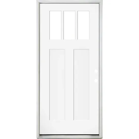 Legacy Series 3-Lite Primed Fiberglass Prehung Front Door