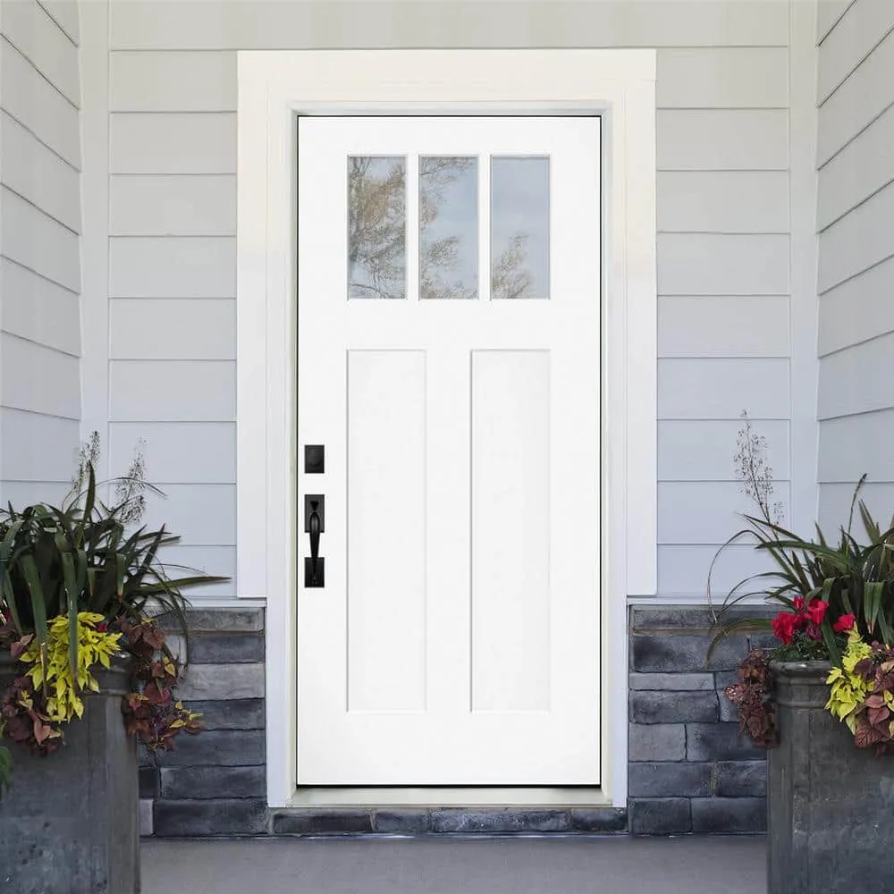 Steves & Sons 36 in. x 80 in. Legacy Series 3 Lite Clear Glass Right-Hand Inswing Primed Fiberglass Prehung Front Door, photo 2 of 5