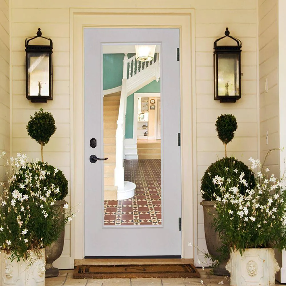 Steves & Sons 32 in. x 80 in. Legacy Full Lite Clear Glass Left-Hand Outswing White Primed Fiberglass Prehung Front Door, photo 2 of 3