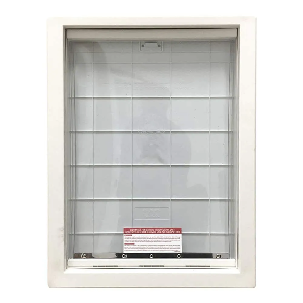 Steves & Sons 32 in. x 80 in. Reliant Series Clear Mini-Blind RHOS White Primed Fiberglass Prehung Front Door with XL Pet Door, photo 4 of 5
