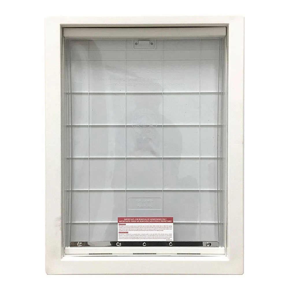 Steves & Sons 32 in. x 80 in. Reliant Series Clear 9 Lite RHOS White Primed Fiberglass Prehung Front Door with Extra Large Pet Door, photo 4 of 5