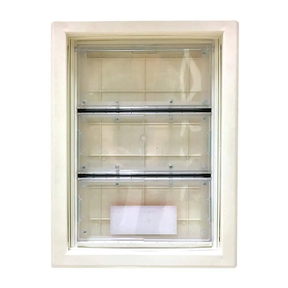Steves & Sons 32 in. x 80 in. Reliant Series Clear 9-Lite RHIS White Primed Fiberglass Prehung Front Door with Extra Large Pet Door, photo 4 of 5