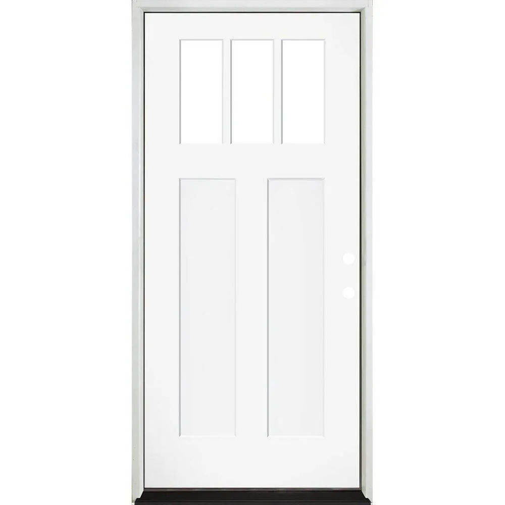 Steves & Sons 36 in. x 80 in. Legacy 3 Lite Toplite Clear Glass Left-Hand Inswing White Primed Fiberglass Prehung Front Door, photo 2 of 5