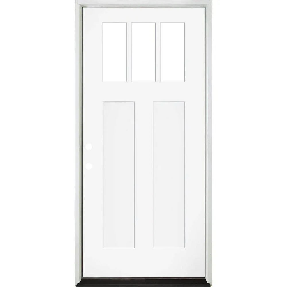 Steves & Sons 36 in. x 80 in. Legacy 3 Lite Toplite Clear Glass Right-Hand Inswing White Primed Fiberglass Prehung Front Door, photo 2 of 5