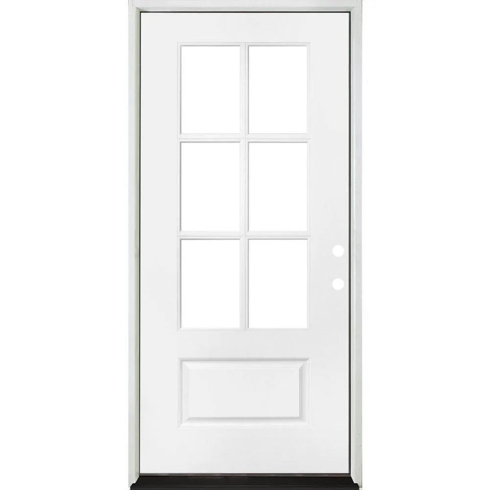 Steves & Sons 32 in. x 80 in. Legacy Series 6 Lite 3/4 Lite Clear Glass Left-Hand Inswing White Primed Fiberglass Prehung Front Door, photo 2 of 5