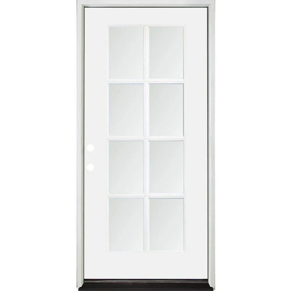 Steves & Sons 36 in. x 80 in. Legacy 8 Lite Full Lite Clear Glass Right-Hand Inswing White Primed Fiberglass Prehung Front Door, photo 2 of 6