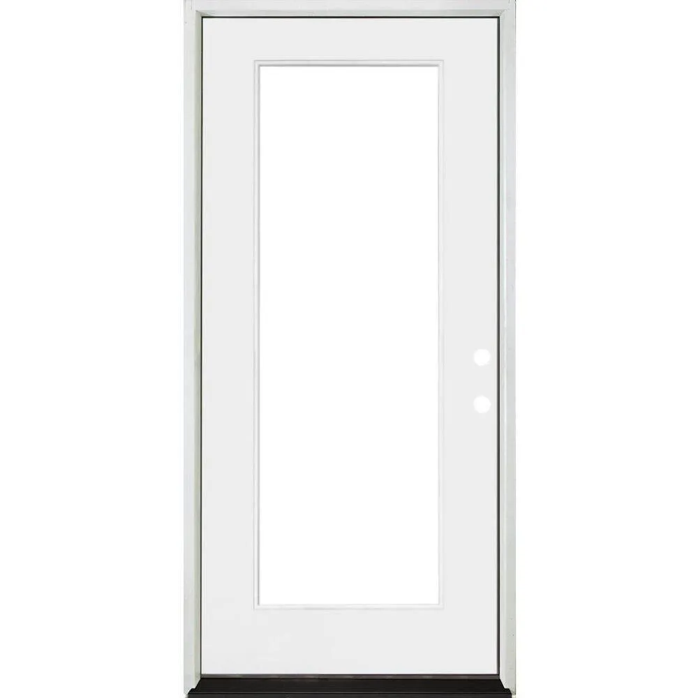 Steves & Sons 32 in. x 80 in. Legacy Full Lite Clear Glass Right-Hand Inswing White Primed Fiberglass Prehung Front Door, photo 2 of 6