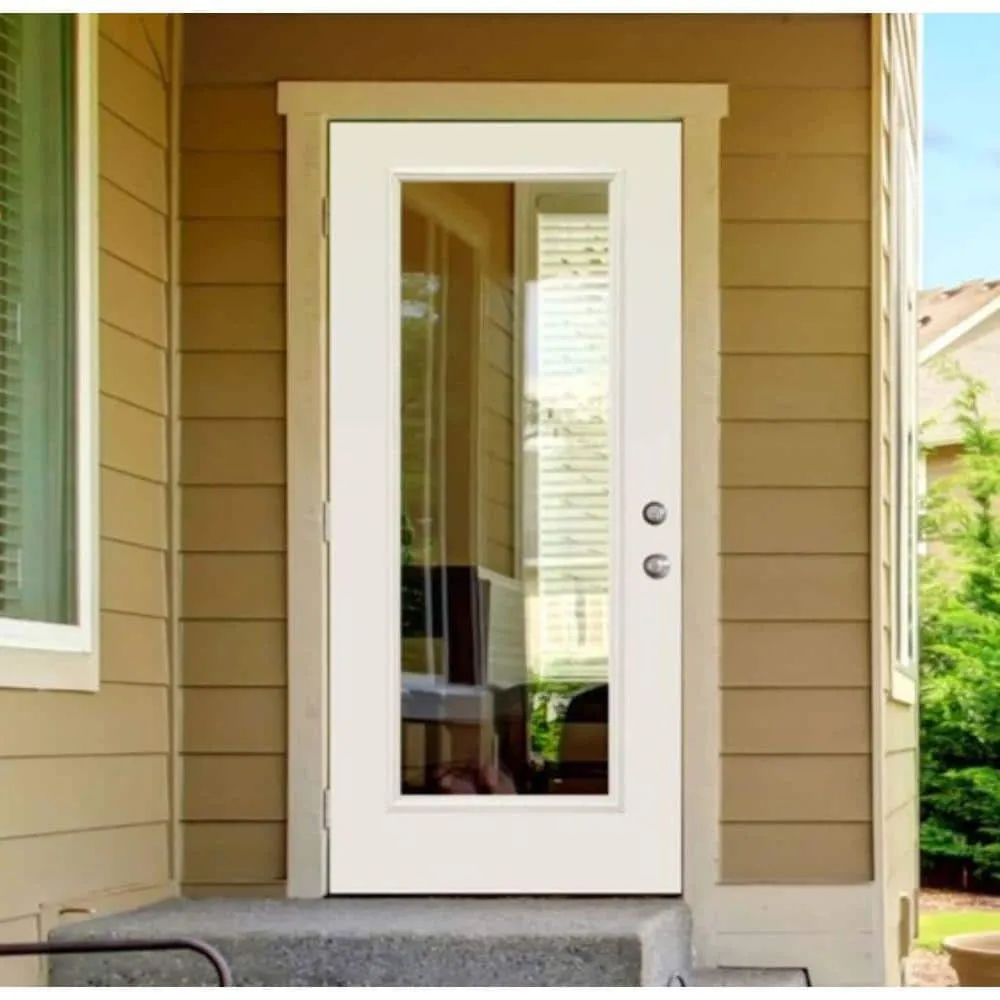 Steves & Sons 32 in. x 80 in. Legacy Full Lite Clear Glass Right-Hand Outswing White Primed Fiberglass Prehung Front Door, photo 2 of 6