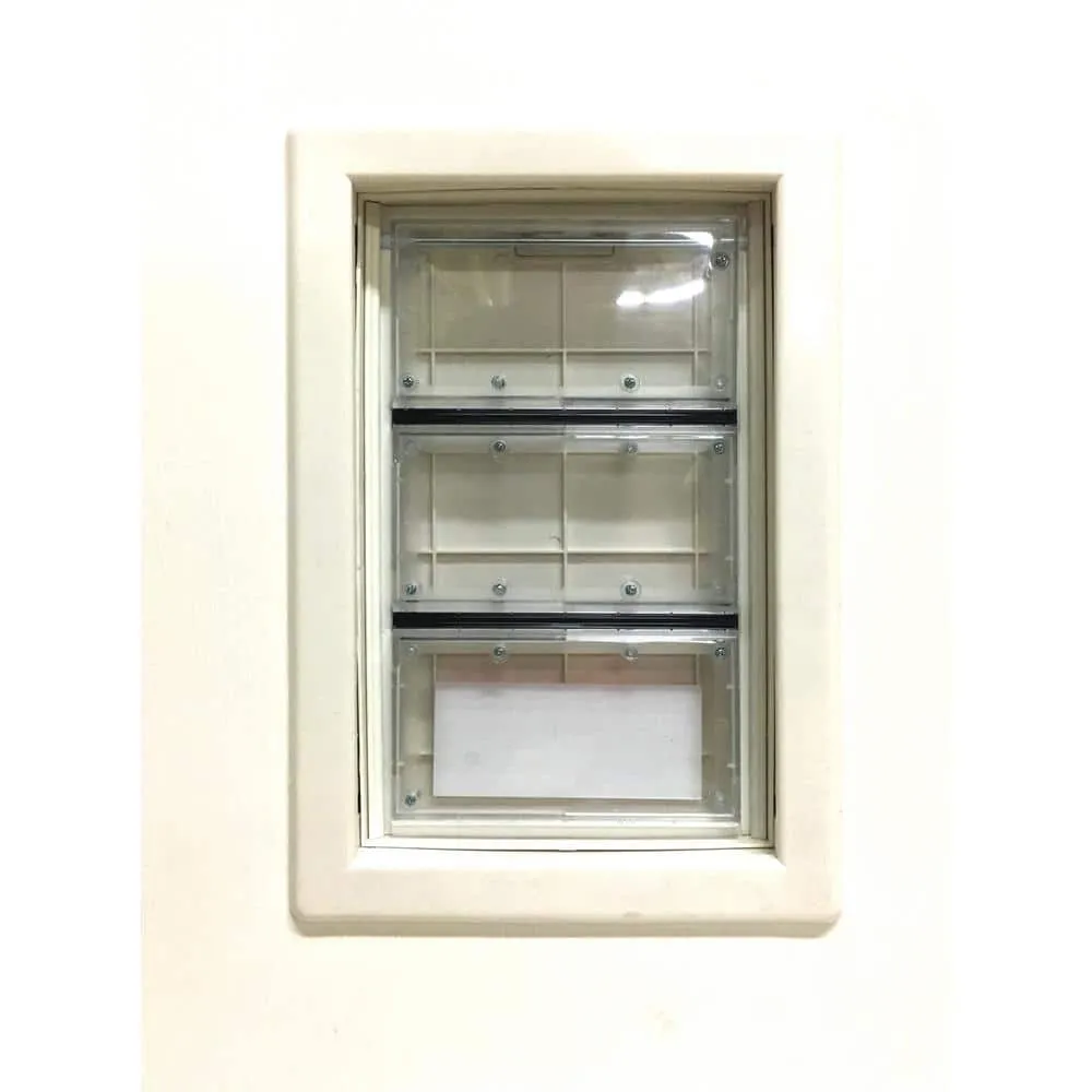 Steves & Sons 31-3/4 in. x 79 in. Reliant Series Clear 9-Lite White Primed Fiberglass Front Door Slab with Medium Pet Door, photo 3 of 4