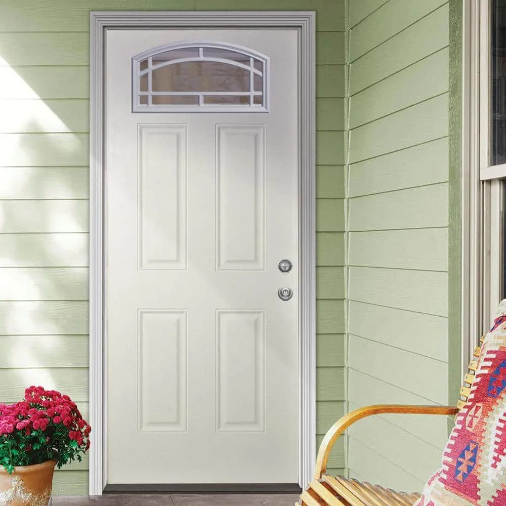 Steves & Sons 35-3/4 in. x 79 in. Reliant 11-Lite Cambertop White Primed Fiberglass Clear Front Door Slab, photo 2 of 3