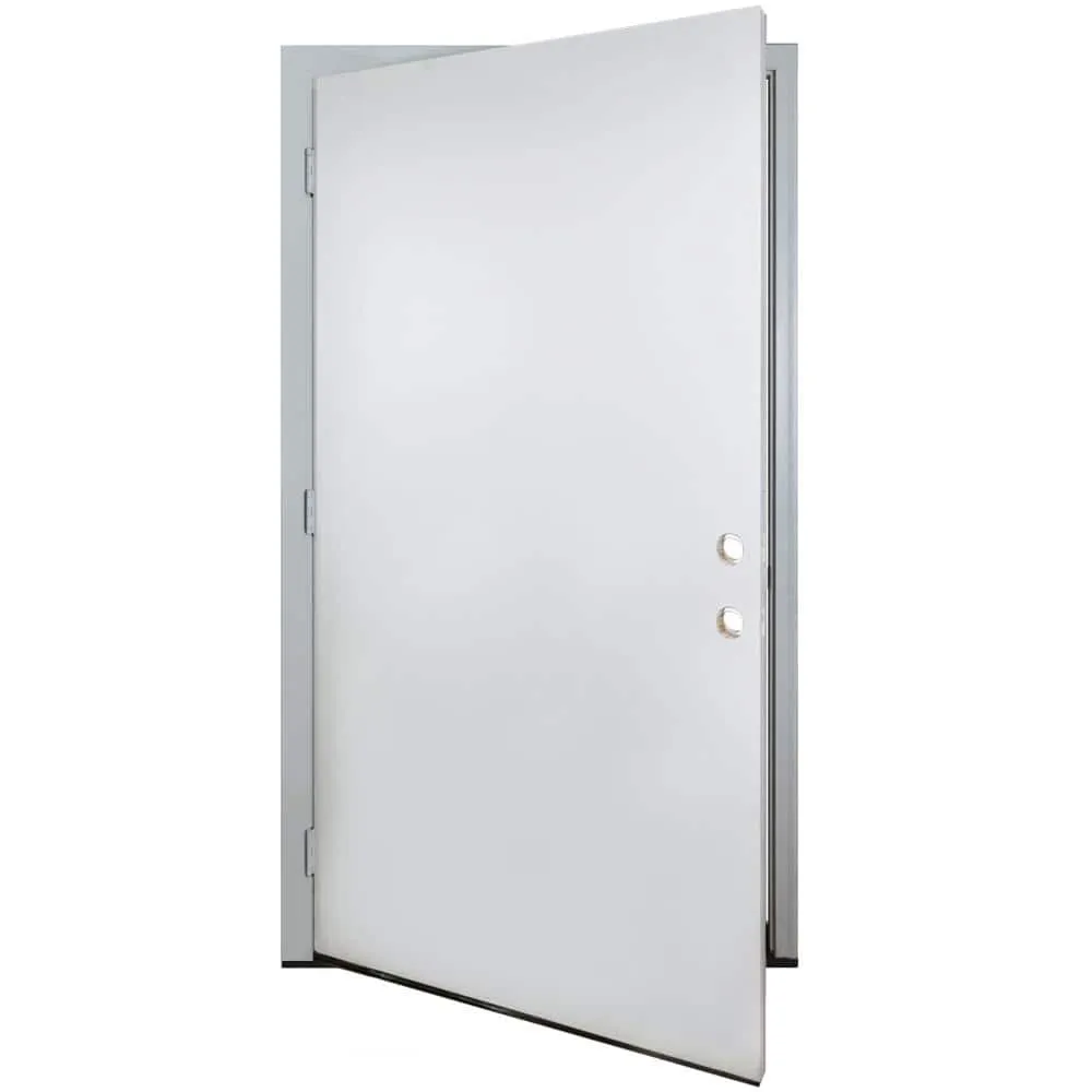Steves & Sons 42 in. x 80 in. Reliant Series Flush RHOS White Primed Fiberglass Prehung Front Door with Composite 4-9/16 Frame, photo 3 of 3
