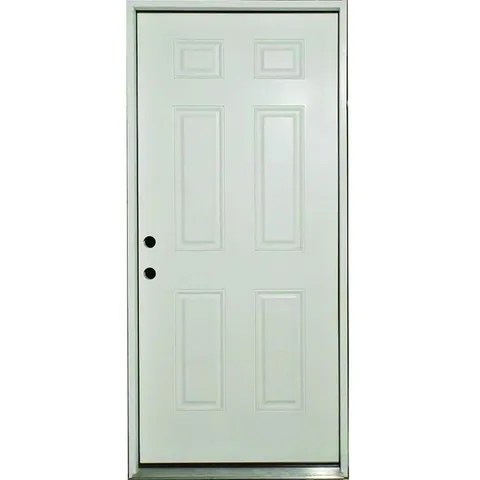Reliant 36 × 80 in 6-Panel Right-Hand/Inswing White Primed Fiberglass Prehung Front Door with Brickmold
