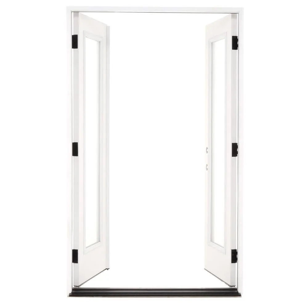 Steves & Sons 48 in. x 80 in. Reliant Series Clear Full Lite White Primed Right-Hand Inswing Fiberglass Double Prehung Patio Door, photo 6 of 8