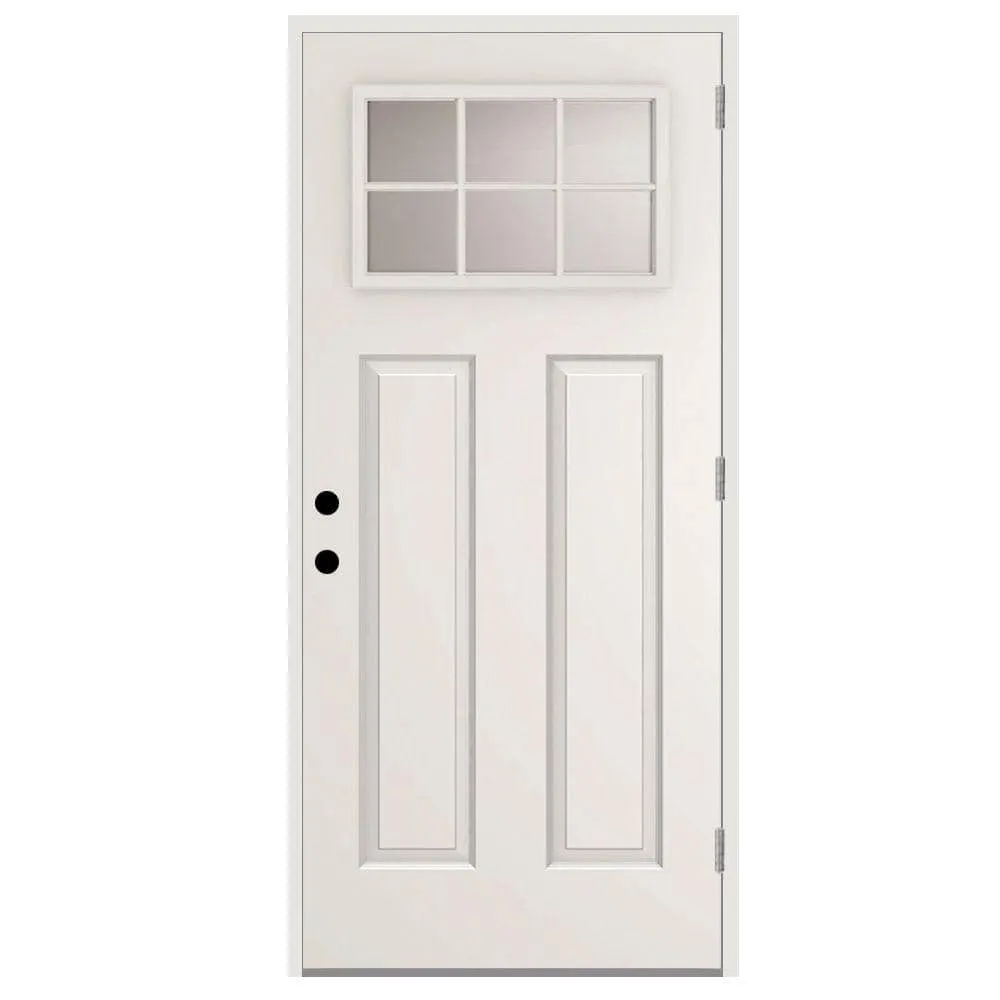 Steves & Sons 36 in. x 80 in. 6 Lite Left-Hand Outswing Primed White Steel Prehung Front Door with 4-9/16 in. Frame, photo 9 of 11
