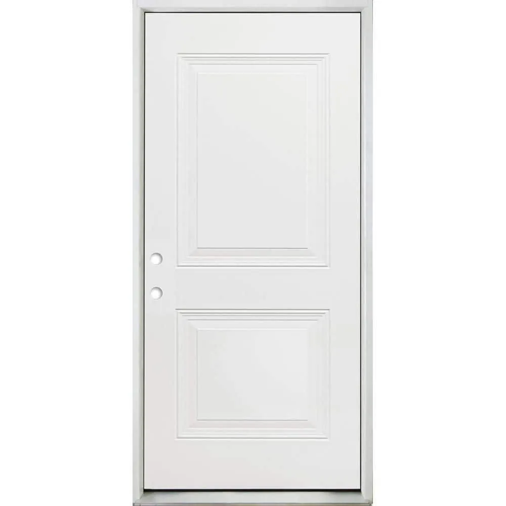 Steves & Sons 36 in. x 80 in. Premium 2-Panel Square Primed White Steel Prehung Front Door, Right-Hand Inswing, 4 in. Wall, photo 10 of 11