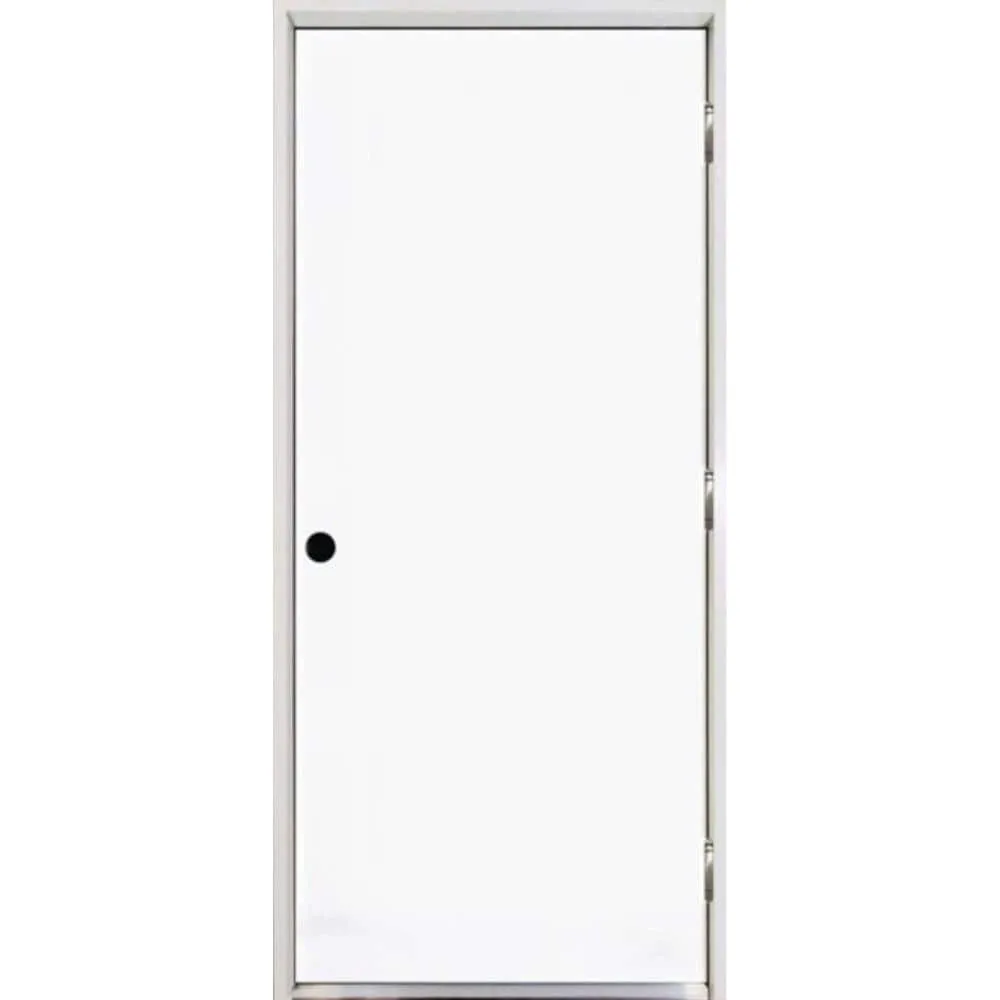 Steves & Sons 24 in. x 80 in. Premium Flush Primed White Left-Hand Outswing Steel Prehung Front Door with 4-9/16 in. Frame, photo 14 of 17
