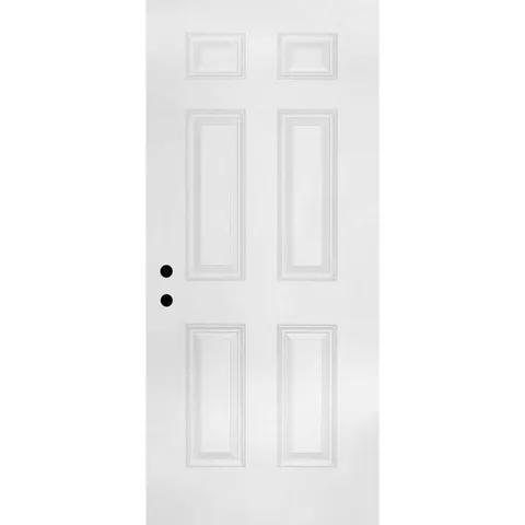 32 × 79 in Element Series 6-Panel Primed White Steel Front Door Slab