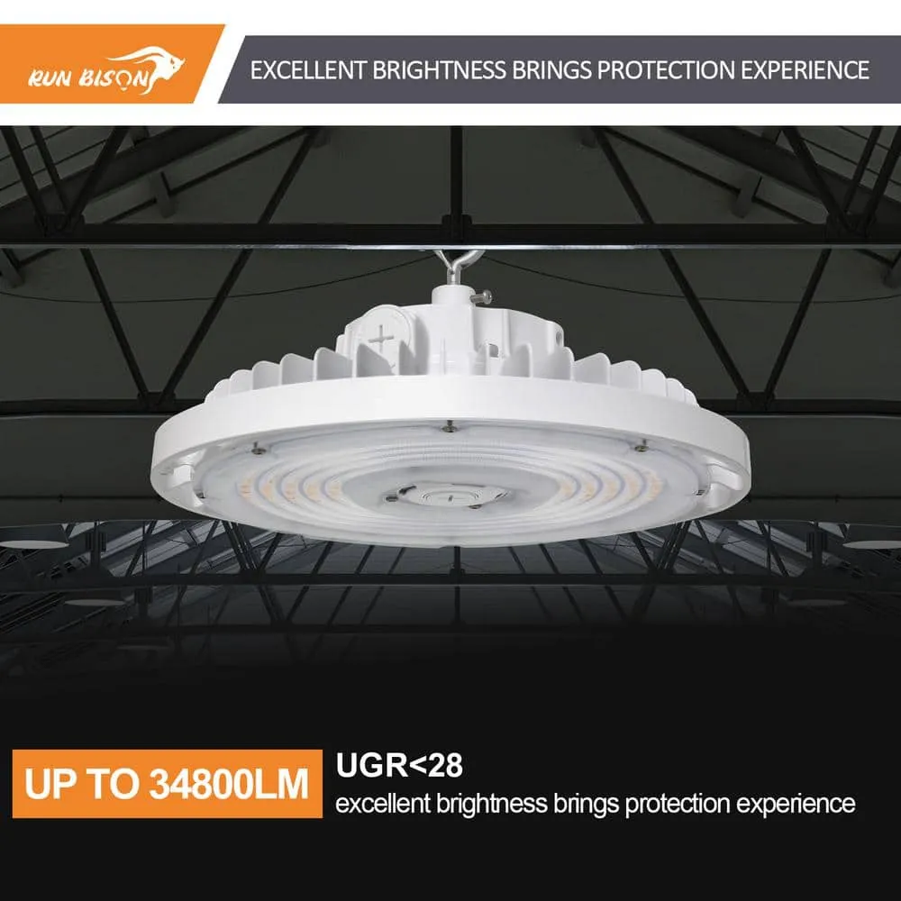 RUN BISON 13 in. 240W White Integrated LED UFO High Bay Light Garage Light, Up To 34800LM, 3000/4000/5000K, 0-Volt to 10-Volt, photo 6 of 6