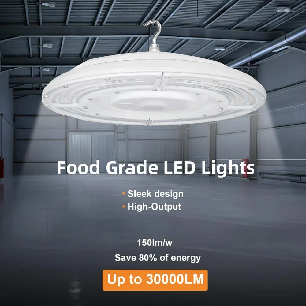RUN BISON 15 in. White 30000 Lumens Integrated LED Dimmable UFO High Bay Light Fixture NSF Certified 50000K Daylight, photo 3 of 7