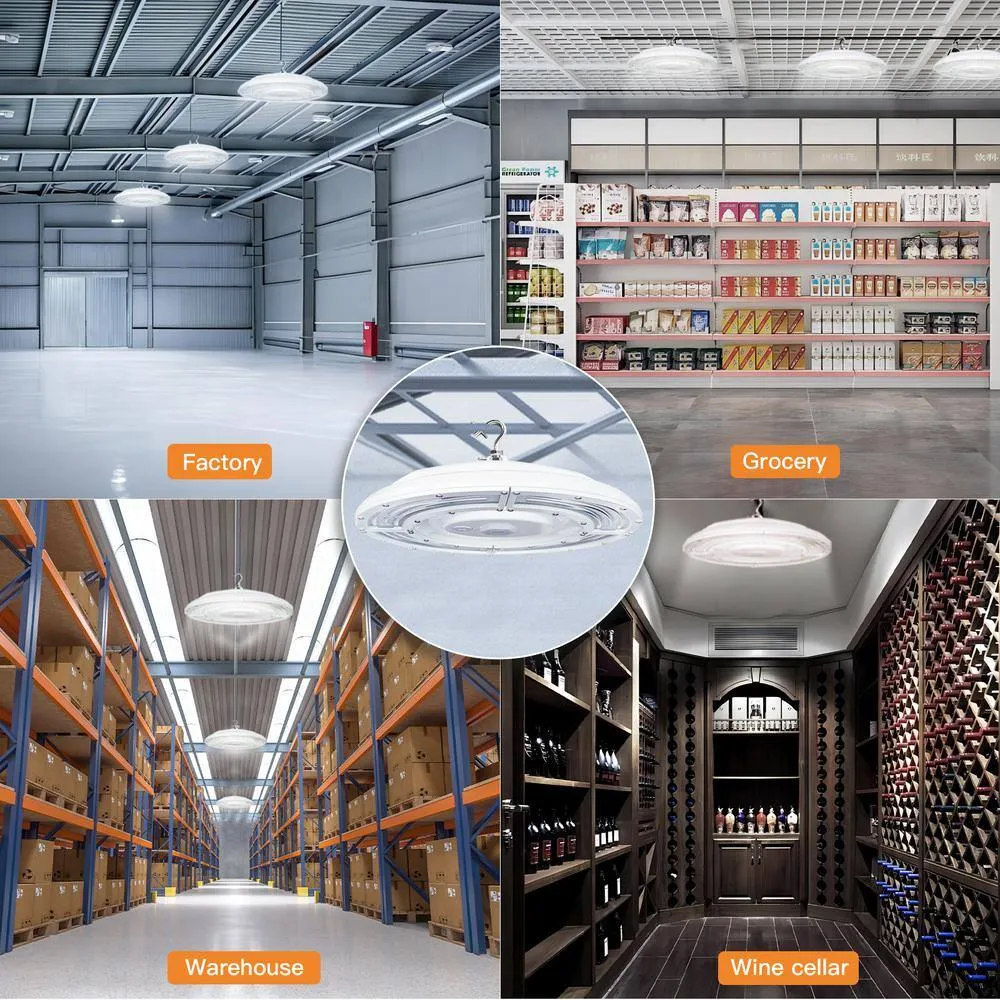 RUN BISON 15 in. White 30000 Lumens Integrated LED Dimmable UFO High Bay Light Fixture NSF Certified 50000K Daylight, photo 7 of 7