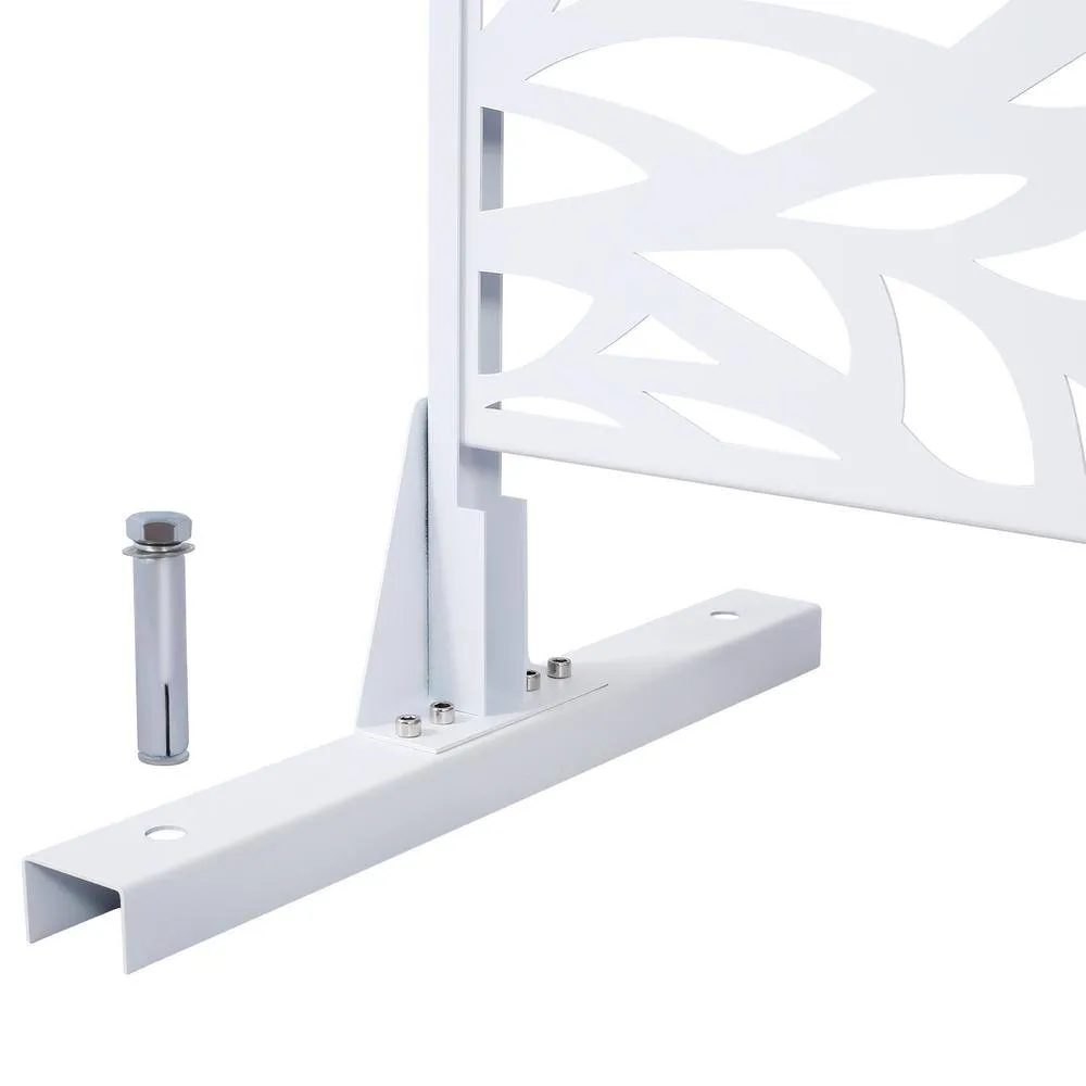 Runesay Outdoor 76 in. H x 48 in. W Metal Privacy Screen in White for Deck Balcony Patio, photo 5 of 8