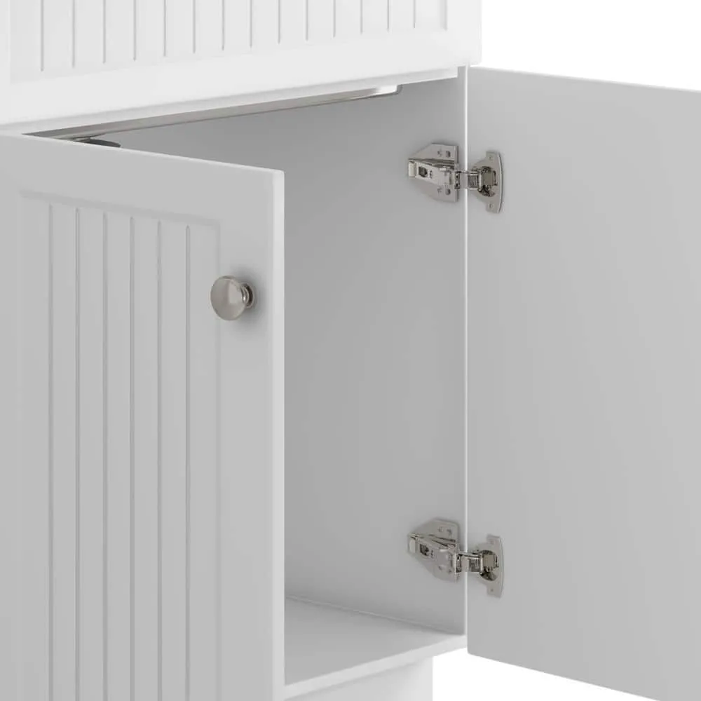 Simpli Home Beckham Transitional 28 in. wall mount Laundry sink with Cabinet Faucet and Stainless Steel Sink in White, photo 6 of 11