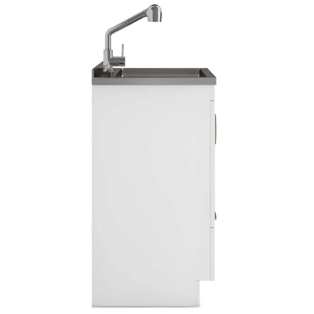 Simpli Home Cardinal Transitional 28 in. Wall Mount Laundry Sink with Cabinet Laundry Cabinet Faucet and Stainless Steel Sink White, photo 7 of 11
