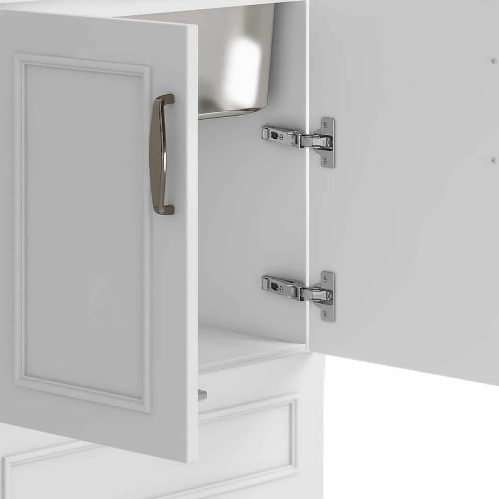 Simpli Home Cardinal Transitional 28 in. Wall Mount Laundry Sink with Cabinet Laundry Cabinet Faucet and Stainless Steel Sink White, photo 5 of 11