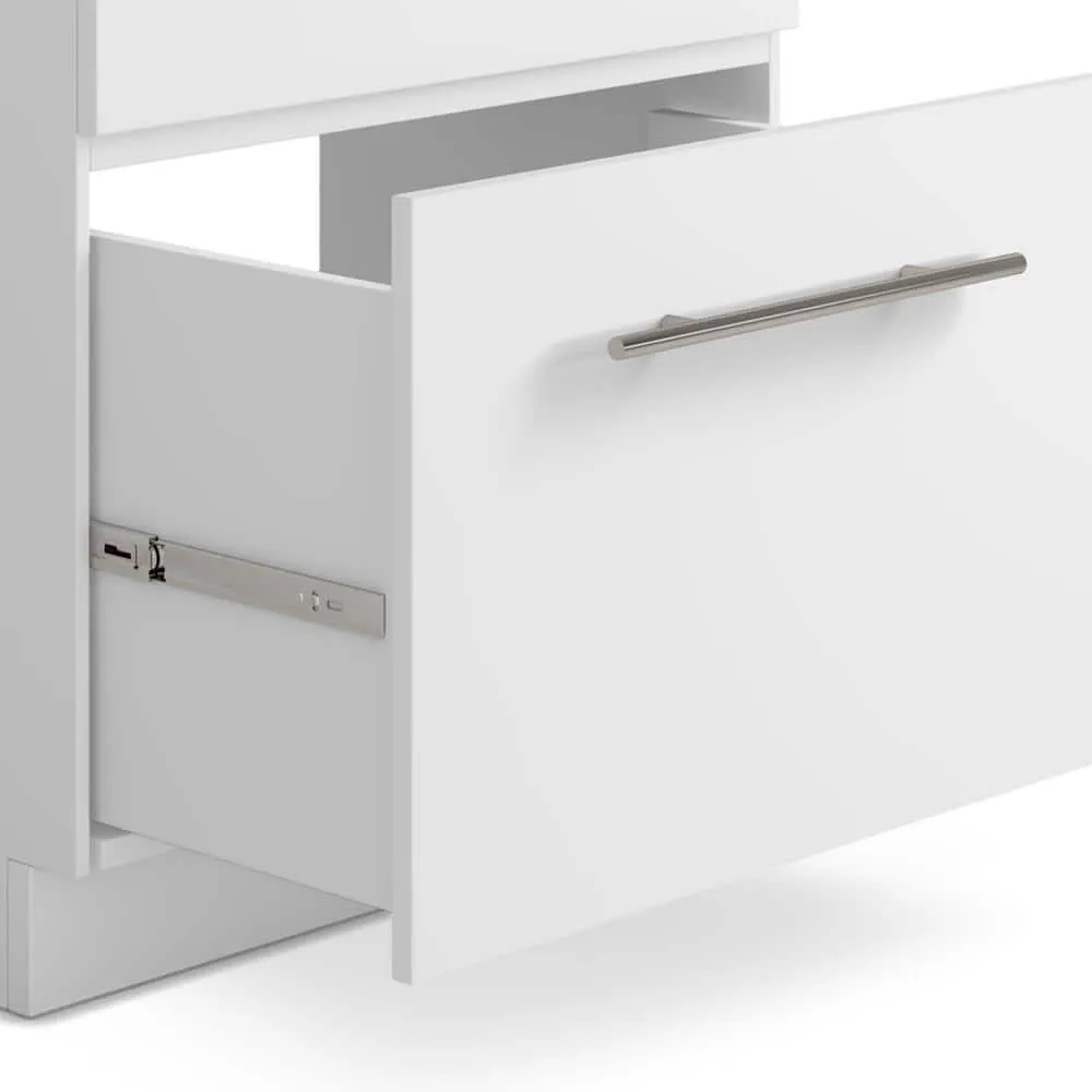 Simpli Home Metro Modern 28 in. Wall Mount Laundry Sink with Cabinet Faucet and Stainless Steel Sink in White, photo 5 of 10