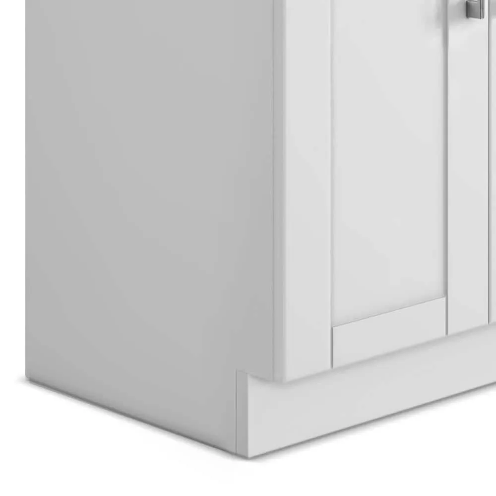Simpli Home Modern Wide Shaker Transitional 28 in. Wall Mount Laundry Sink with Cabinet Faucet and Stainless Steel Sink in White, photo 4 of 11