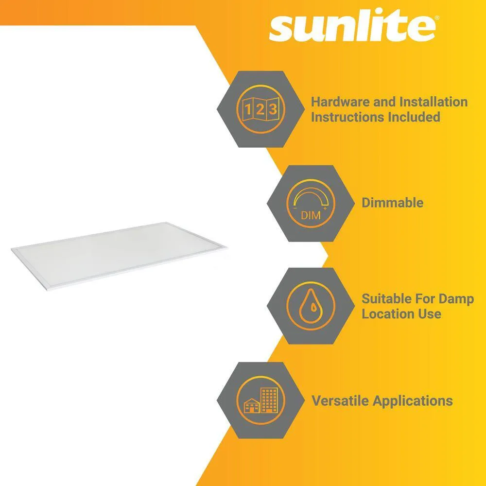 Sunlite 2 ft. x 4 ft. 390 Watt-Equivalent 6000 Lumens Lay In Dimmable Integrated LED Flat Panel Light 3000K (2-Pack), photo 3 of 7