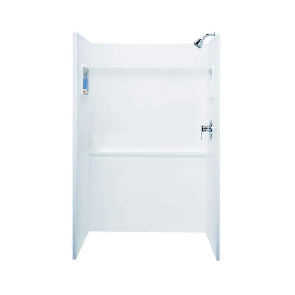 Swan 34 in. x 48 in. x 72 in. 3-Piece Direct-to-Stud Alcove Shower Surround in Bone, photo 2 of 5