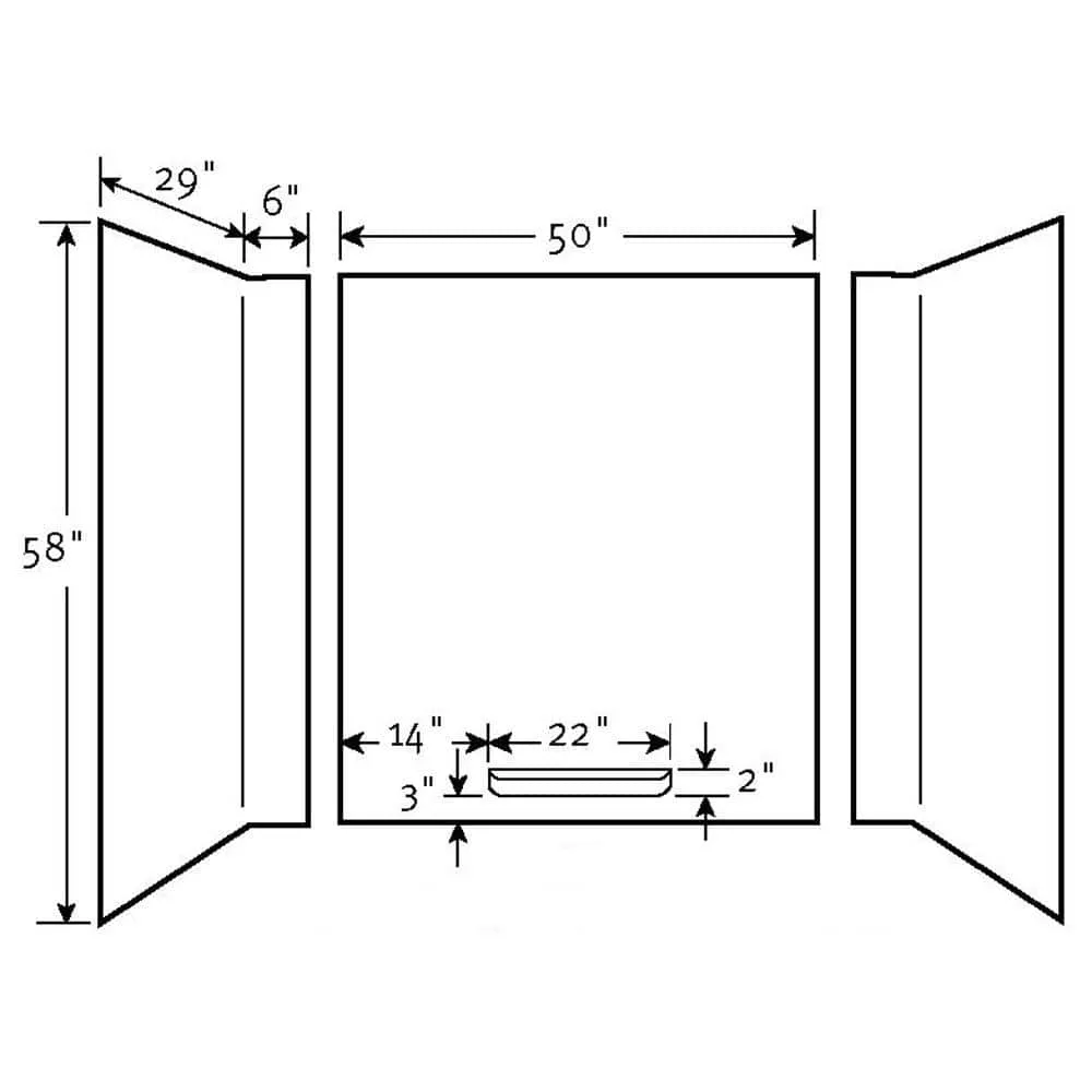 Swan 30 in. x 60 in. x 58 in. 3-Piece Easy Up Adhesive Alcove Tub Surround in White, photo 3 of 3