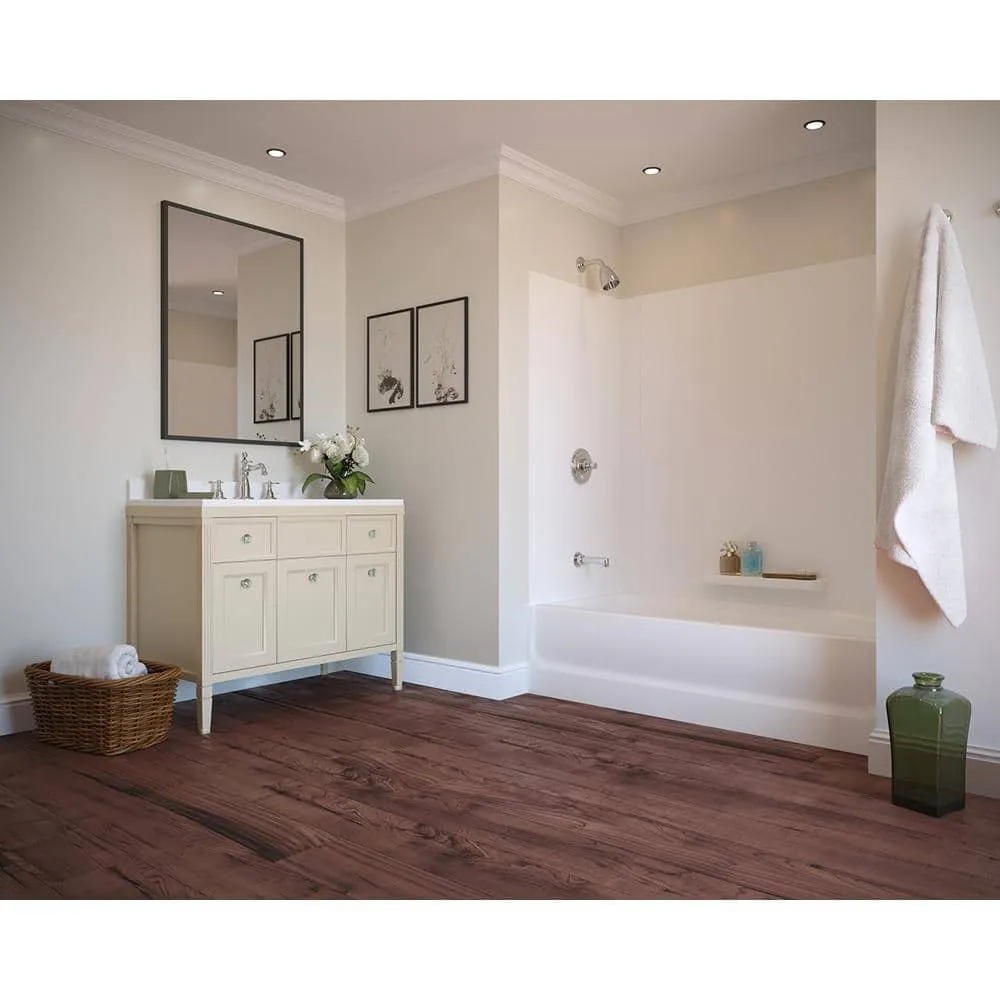 Swan 30 in. x 60 in. x 58 in. 3-Piece Easy Up Adhesive Alcove Tub Surround in White, photo 2 of 3