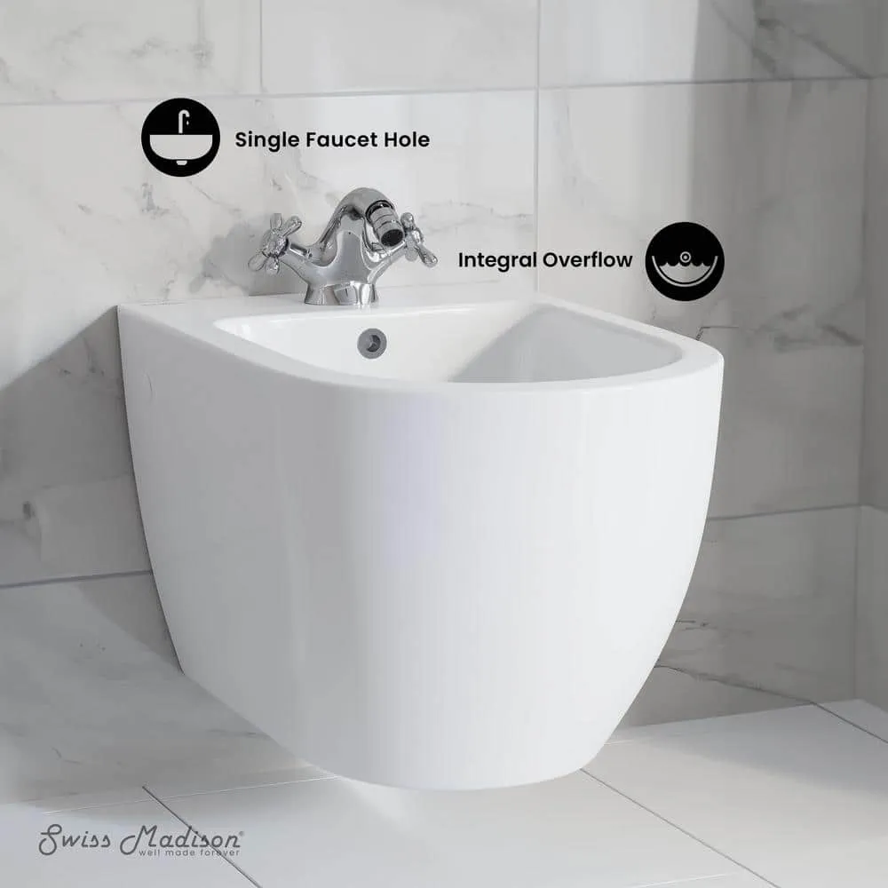 Swiss Madison St. Tropez Wall Hung Elongated Bidet in Glossy White, photo 2 of 10