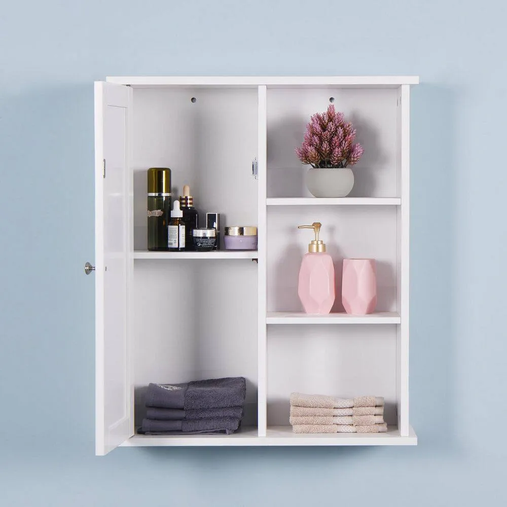 Tatayosi 7.10 in. W x 23.62 in. L x 28 in. H in White MDF Surface Mount Medicine Cabinet without Mirror, with a Door, photo 8 of 8