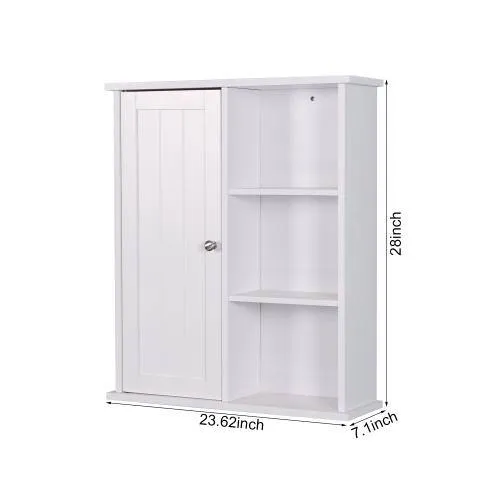 Tatayosi 7.10 in. W x 23.62 in. L x 28 in. H in White MDF Surface Mount Medicine Cabinet without Mirror, with a Door, photo 7 of 8