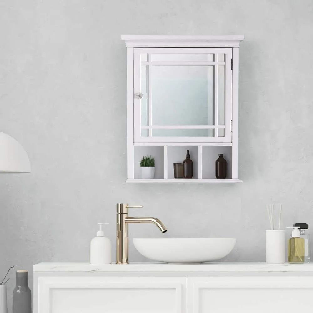 Teamson Home Neal 20 in. W x 24.13 in. H x 6.5 in. D Wooden Medicine Cabinet with Mirrored Door, White, photo 8 of 8