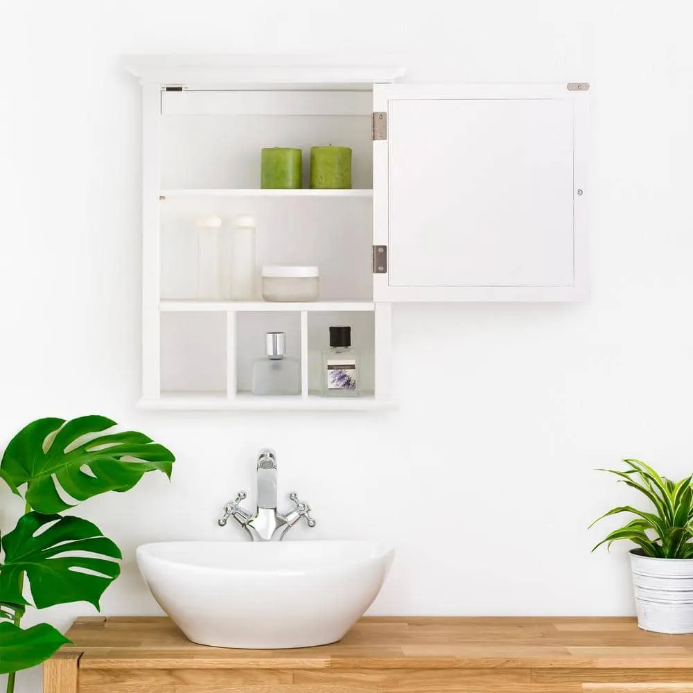 Teamson Home Neal 20 in. W x 24.13 in. H x 6.5 in. D Wooden Medicine Cabinet with Mirrored Door, White, photo 5 of 8