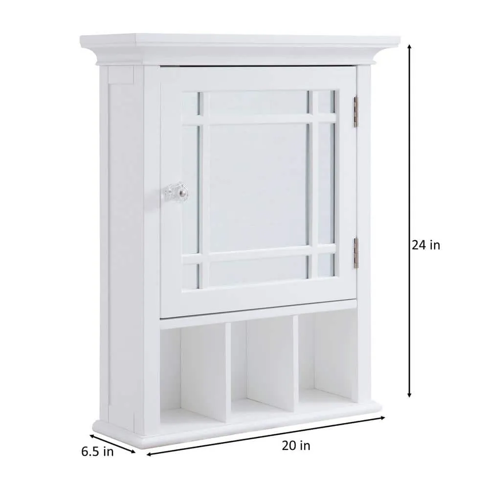 Teamson Home Neal 20 in. W x 24.13 in. H x 6.5 in. D Wooden Medicine Cabinet with Mirrored Door, White, photo 3 of 8