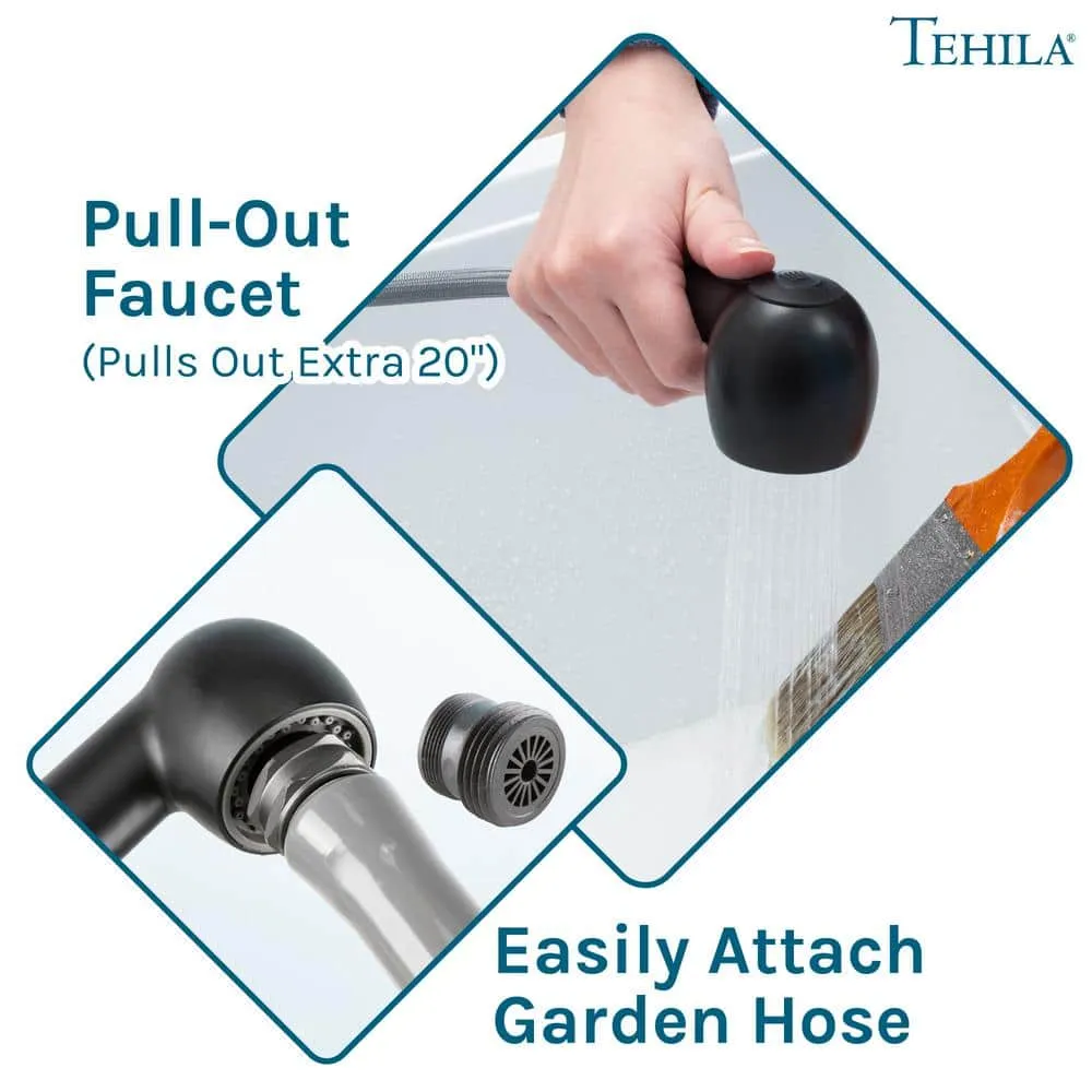 TEHILA 18 Gallon Thermoplastic Drop-in Laundry Sink with Black Faucet & Cabinet, photo 9 of 10