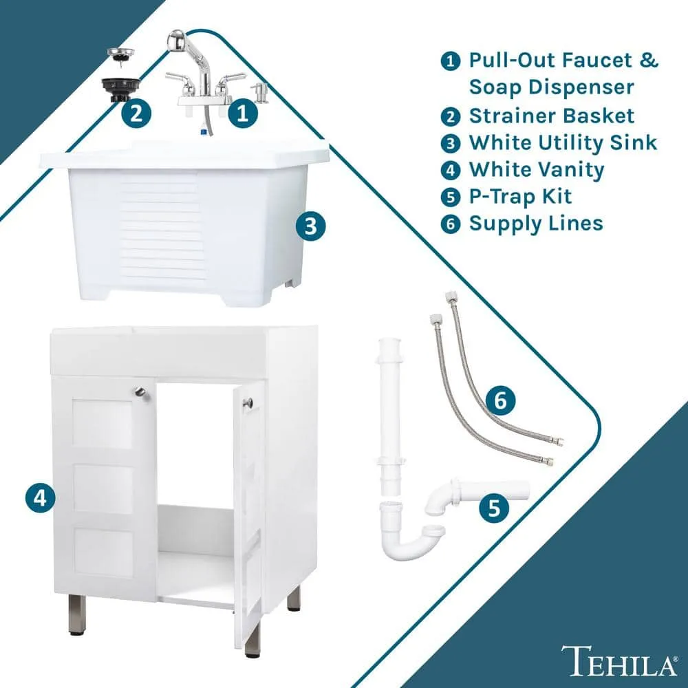 TEHILA 18 Gallon Thermoplastic Drop-in Laundry Sink with Cabinet, Faucet & Soap Dispenser, photo 2 of 9