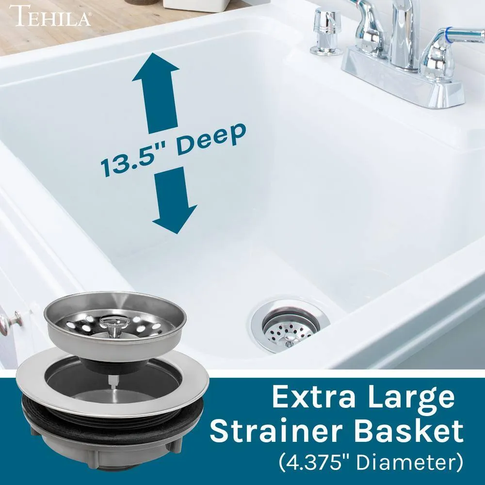 TEHILA 18 Gallon Thermoplastic Drop-in Laundry Sink with Cabinet, Faucet & Soap Dispenser, photo 6 of 9