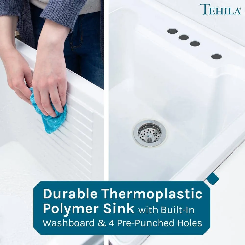 TEHILA 18 Gallon Thermoplastic Drop-in Laundry Sink with Cabinet, Faucet & Soap Dispenser, photo 7 of 9